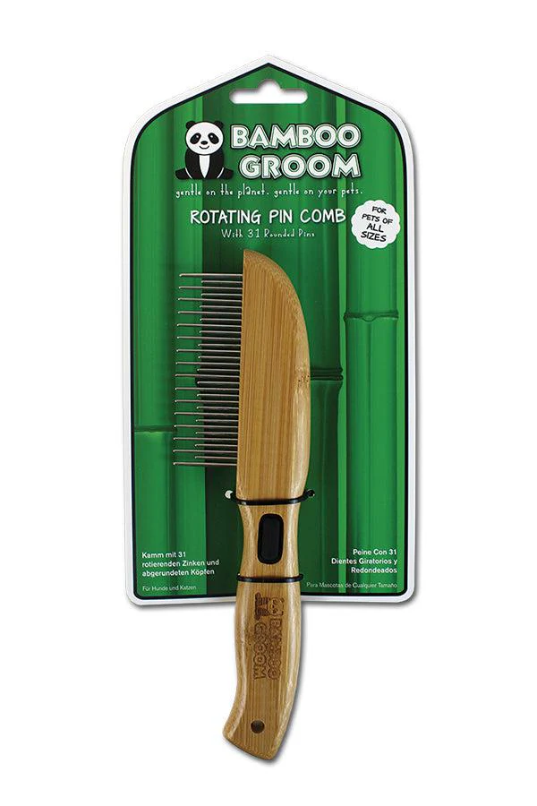 Bamboo Groom Comb with Rotating Pins - Image 2