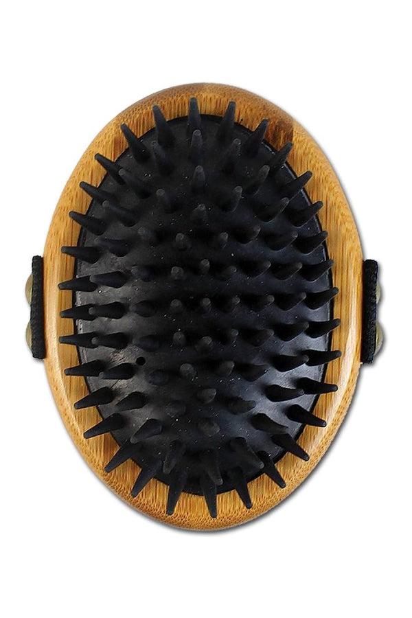 Bamboo Groom Curry Brush with Rubber Bristles - Image 2