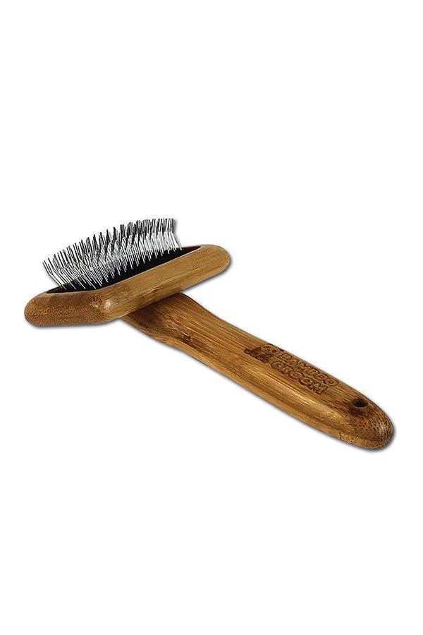 Bamboo Groom Slicker Brush with Stainless Steel Pins - Image 2