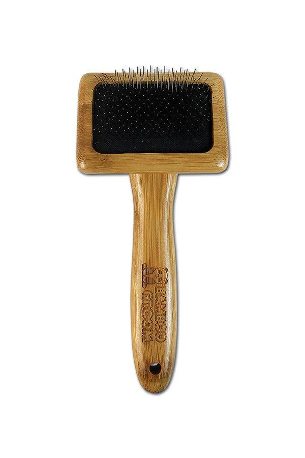 Bamboo Groom Slicker Brush with Stainless Steel Pins - Image 3