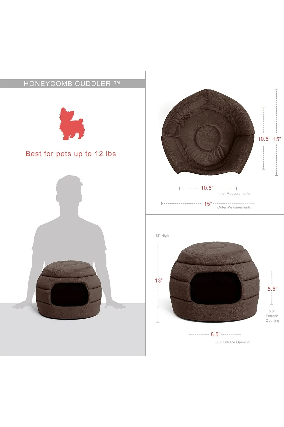 Best Friends 2-in-1 Honeycomb Hut Cuddler Gray Cat Cave - Image 3