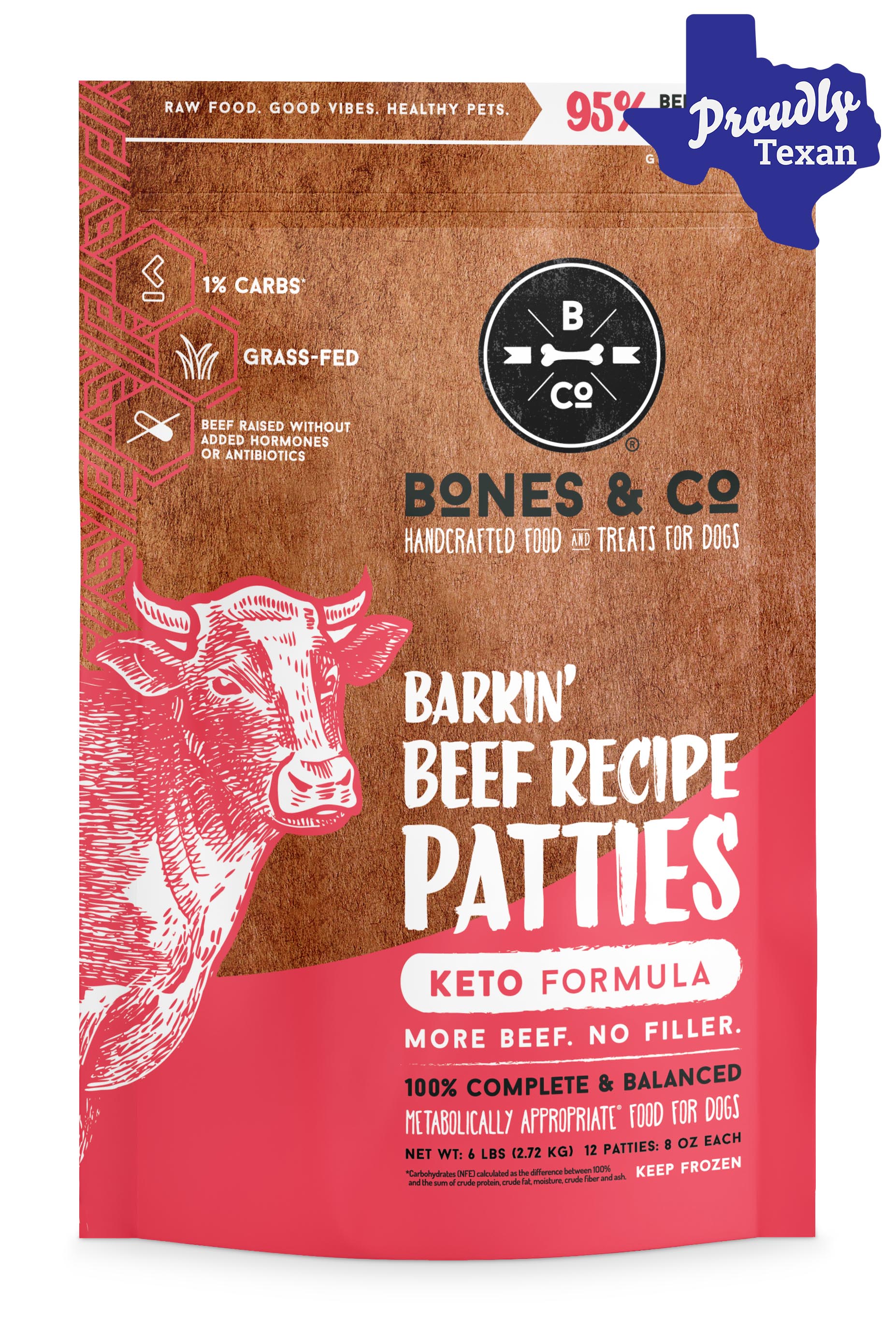 Bones and Co. Barkin' Beef Patties Frozen Raw Dog Food - Image 5