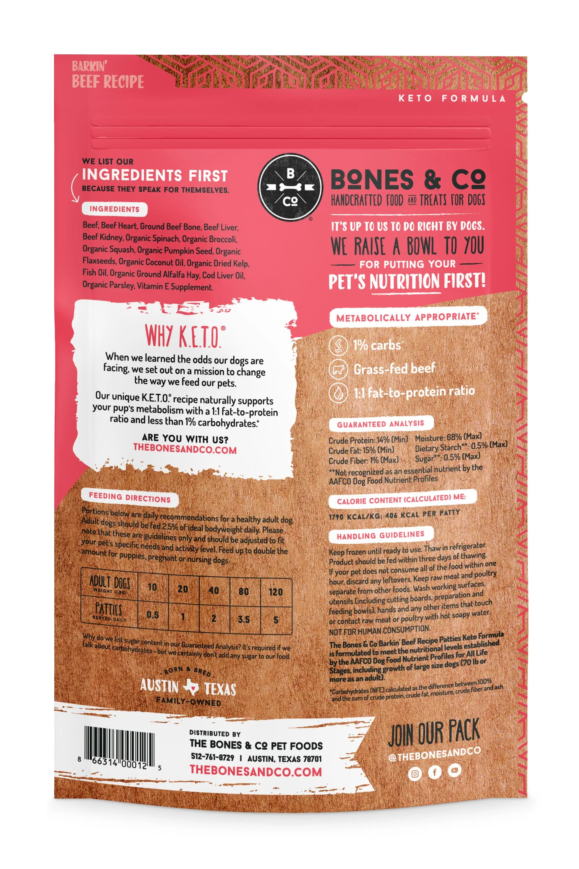 Bones and Co. Barkin' Beef Patties Frozen Raw Dog Food - Image 6