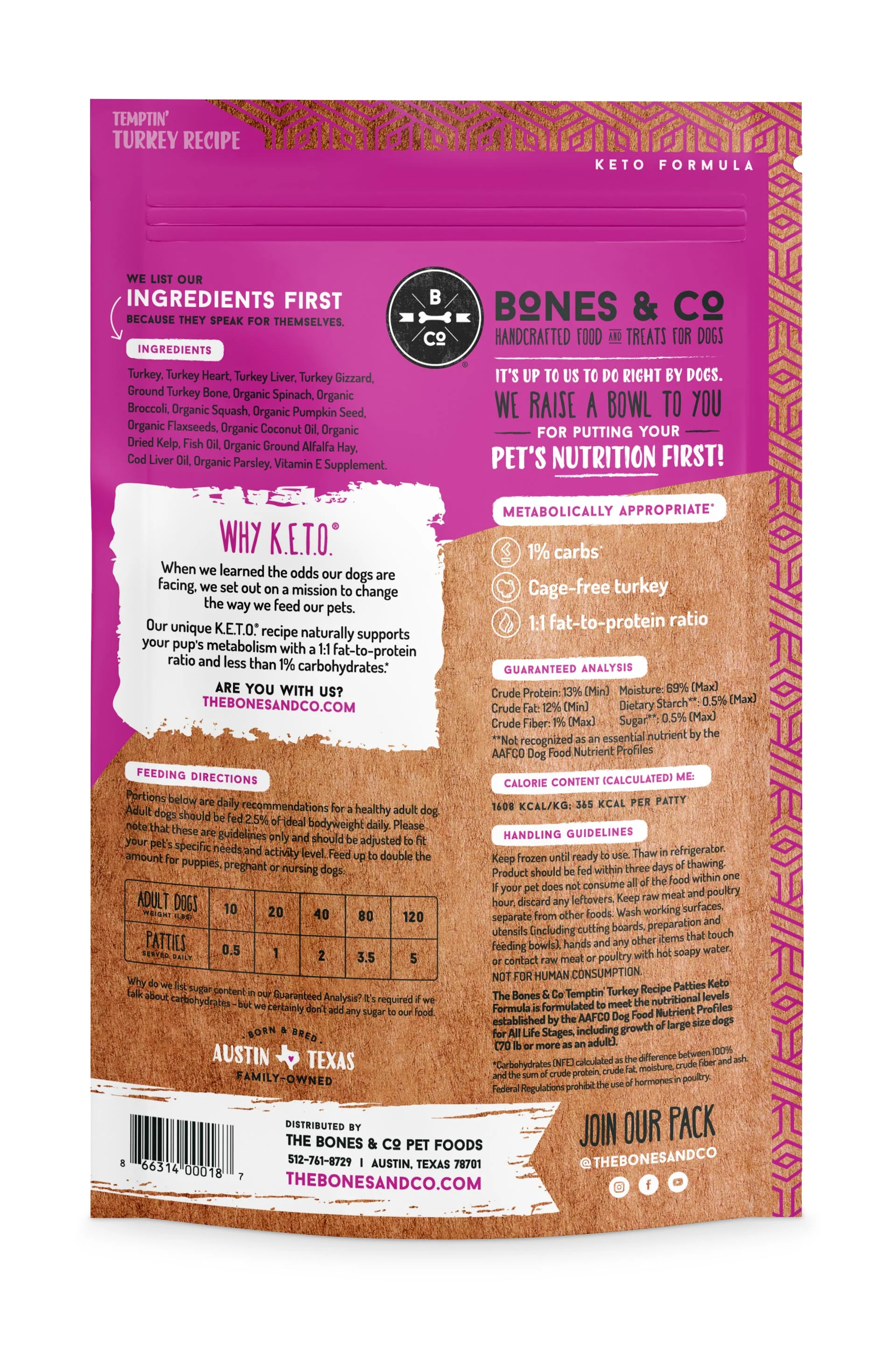 Bones and Co. Temptin' Turkey Patties Frozen Raw Dog Food - Image 6