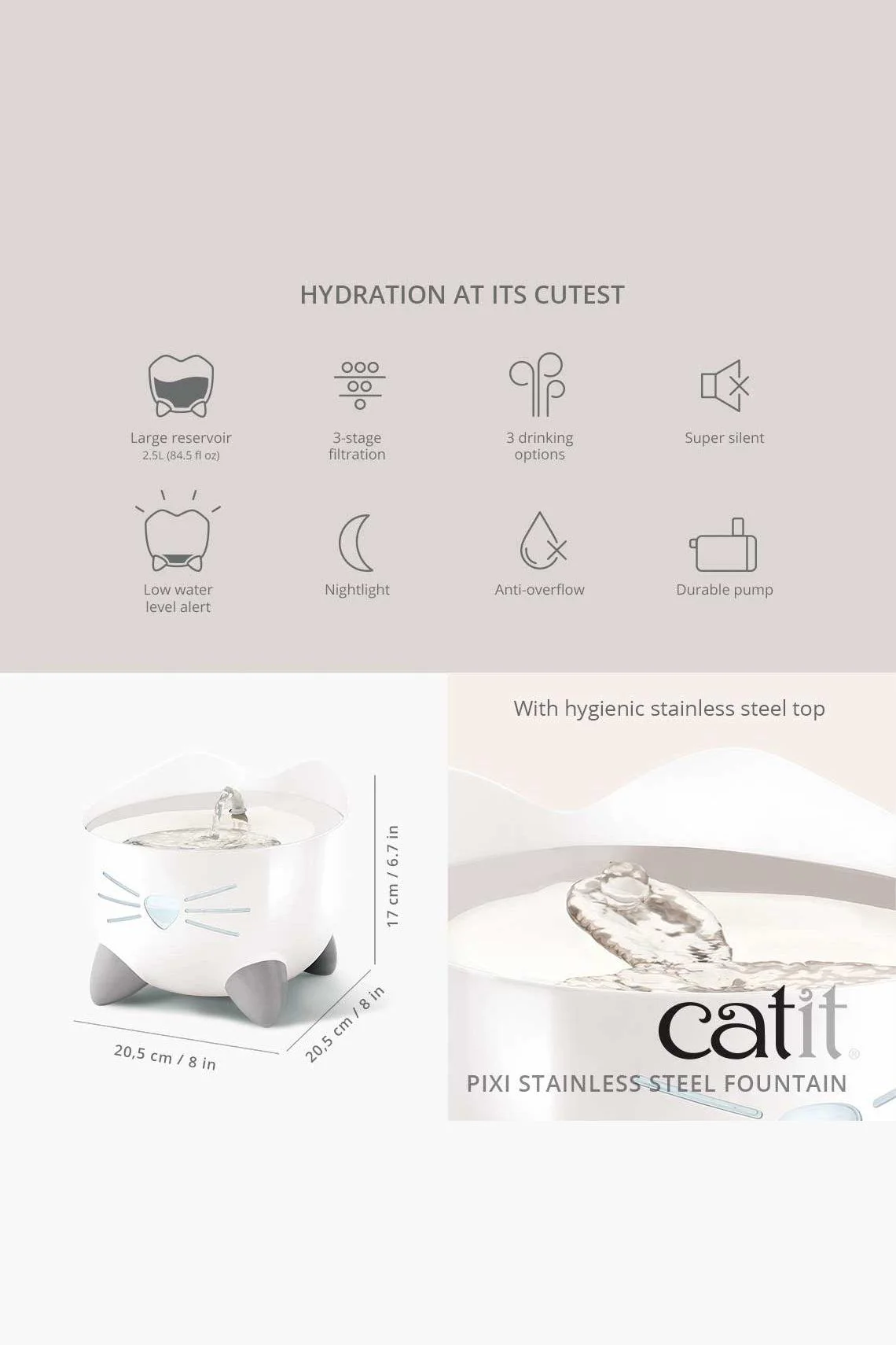 Catit Pixi White Fountain for Cats - Image 2