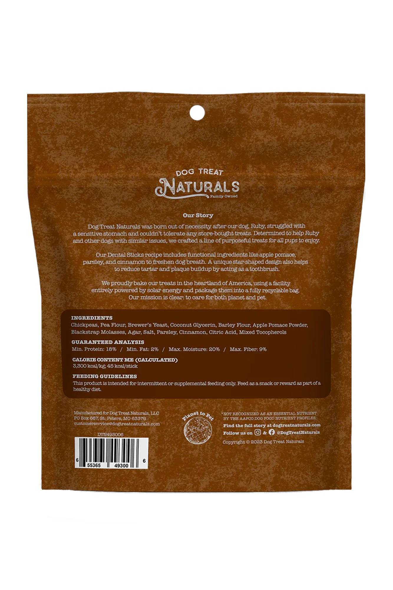 Dog Treat Naturals Chickpea and Cinnamon Dental Sticks - Image 2