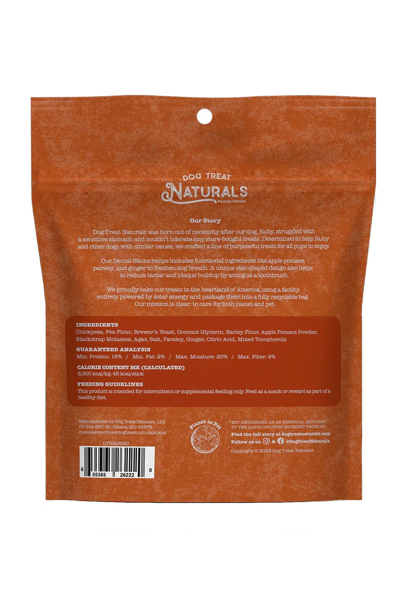 Dog Treat Naturals Chickpea and Ginger Dental Sticks - Image 2