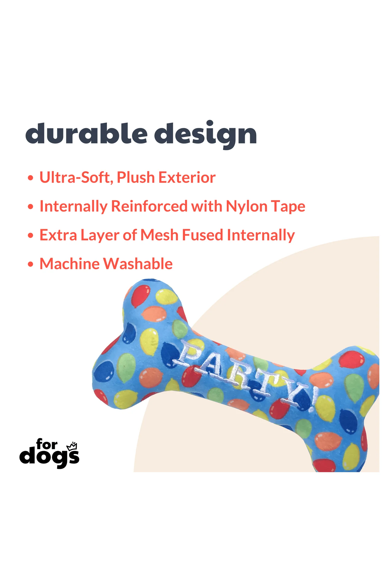 Huxley and Kent Party Time Blue Bone Dog Toy - Image 2