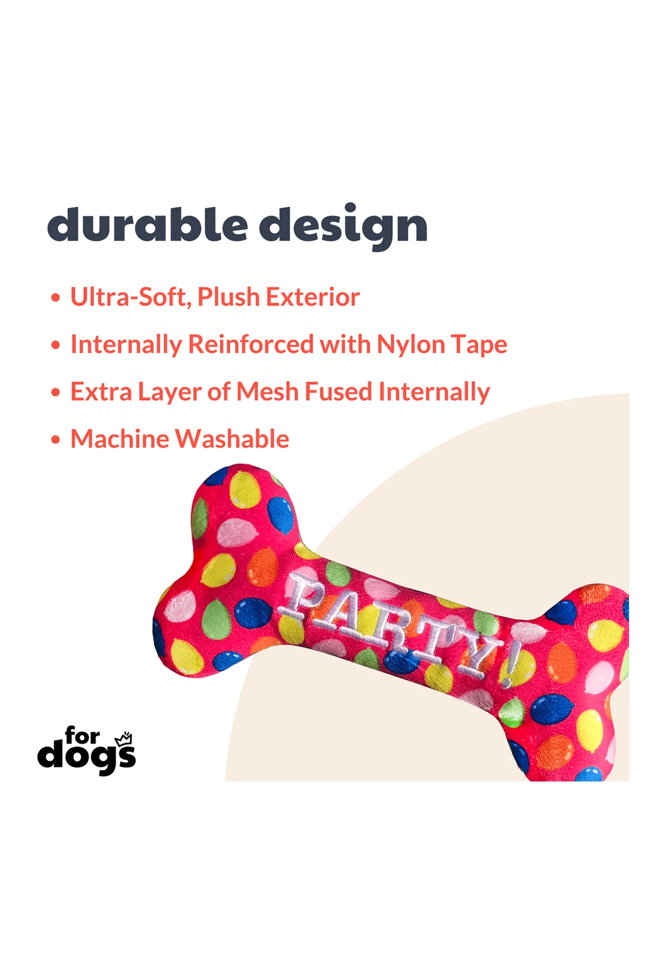 Huxley and Kent Party Time Pink Bone Dog Toy - Image 2