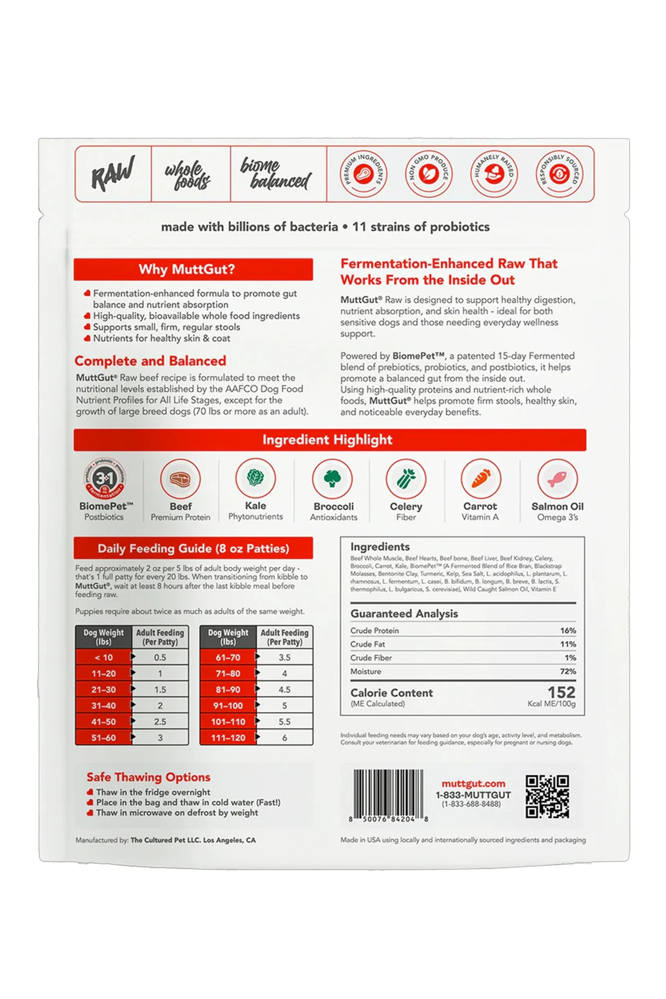 MuttGut Beef Frozen Raw Dog Food - Image 2