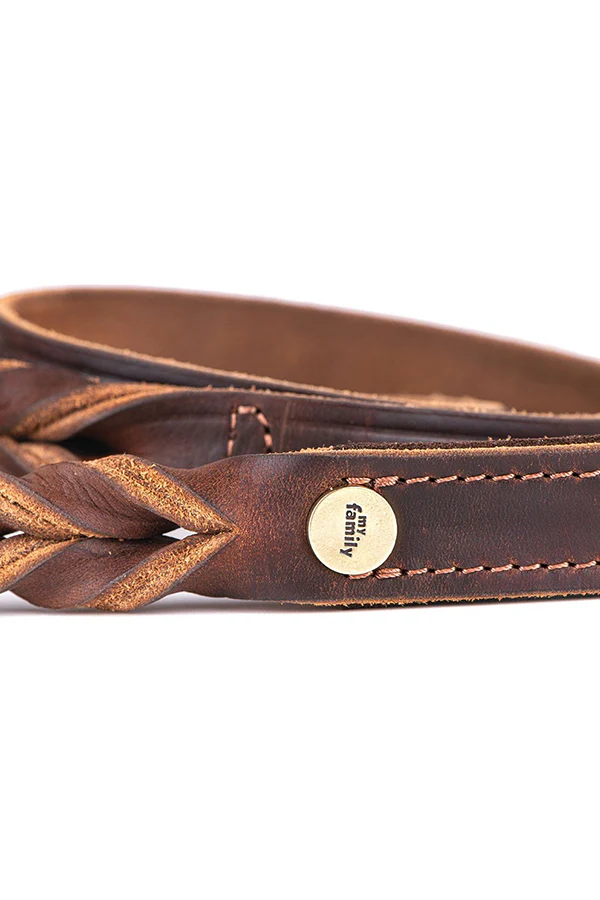 My Family Ascot Brown Leather Dog Leash - Image 2