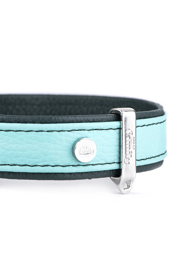 My Family Firenze Aqua Leather Dog Collar - Image 3