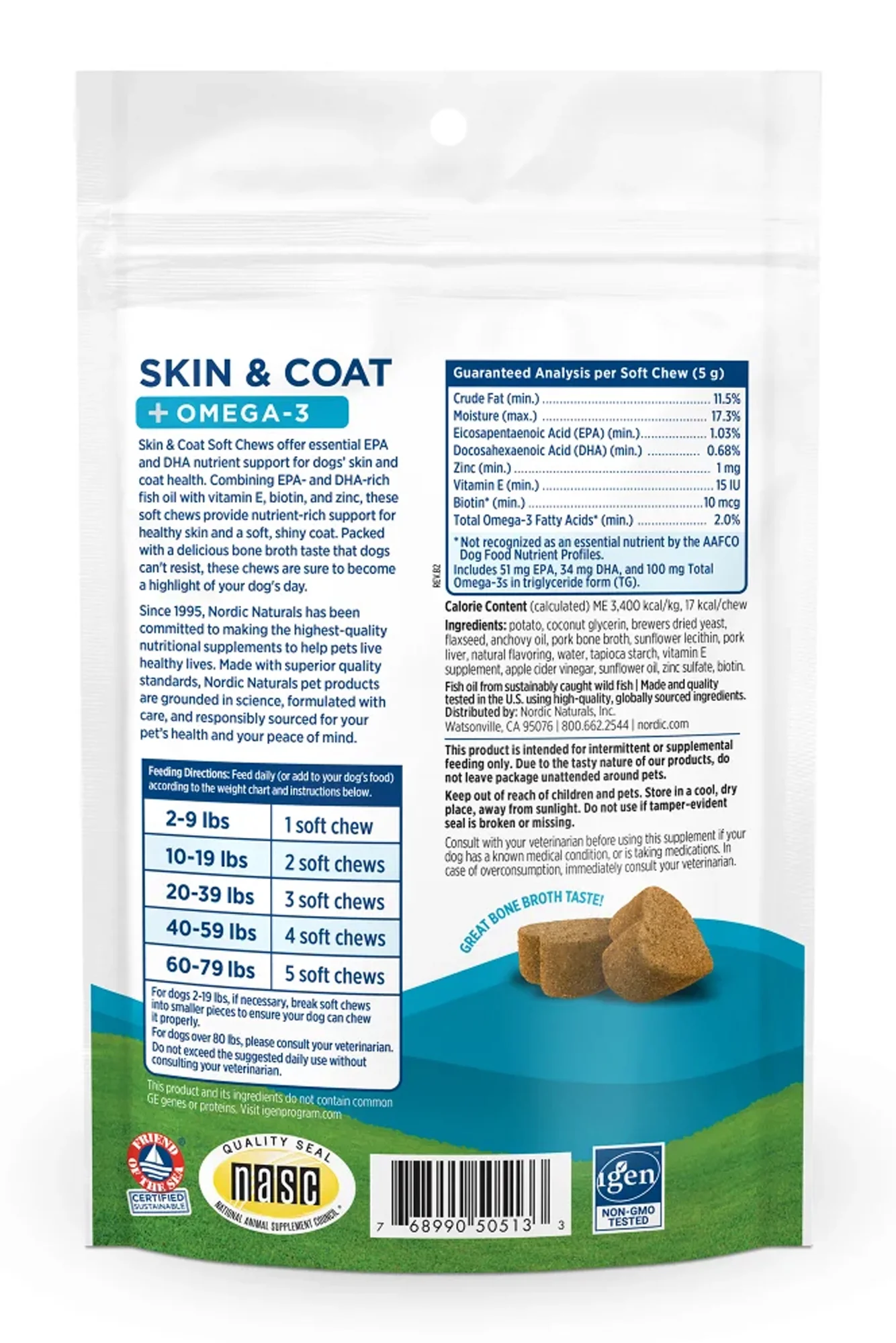 Nordic Naturals Skin and Coat + Omega-3 Soft Chews - Image 2