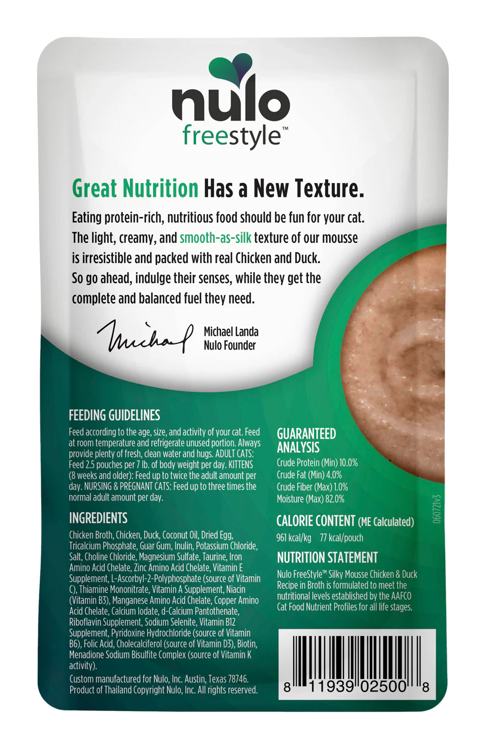 Nulo Freestyle Silky Mousse Chicken and Duck Wet Cat Food Pouch - Image 2