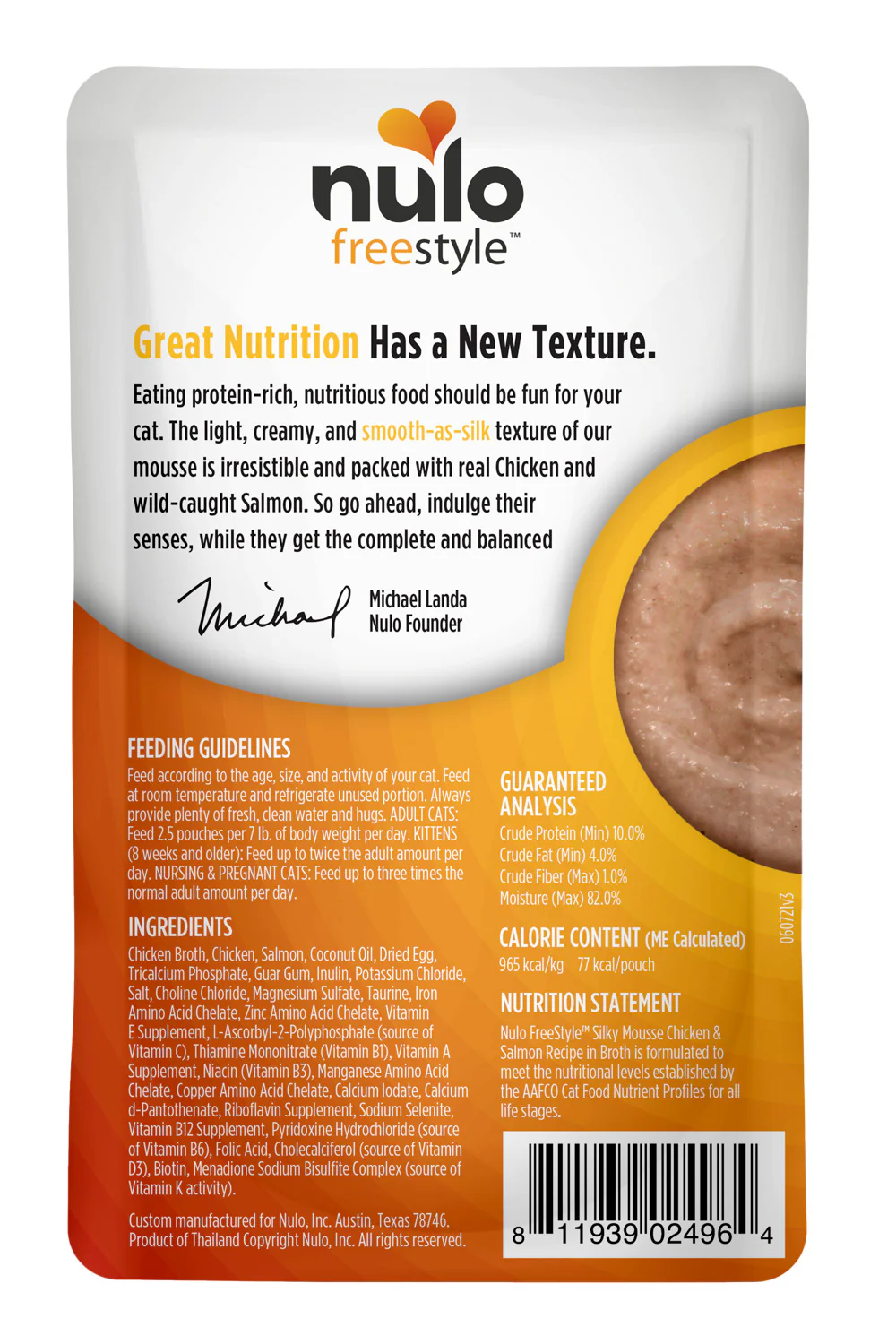 Nulo Freestyle Silky Mousse Chicken and Salmon Wet Cat Food Pouch - Image 2