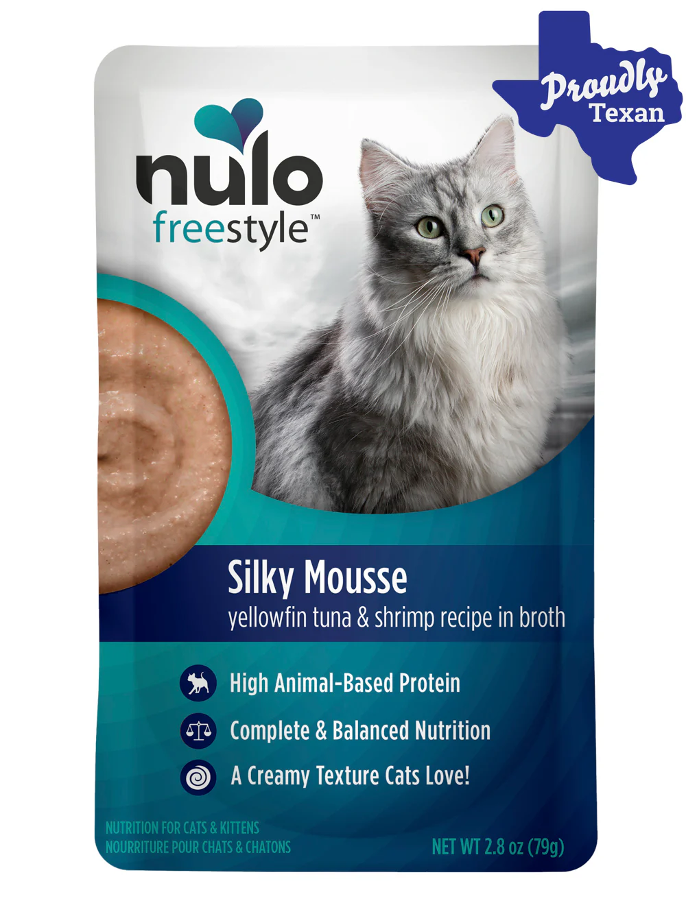 Nulo Freestyle Silky Mousse Yellowfin Tuna and Shrimp Wet Cat Food Pouch