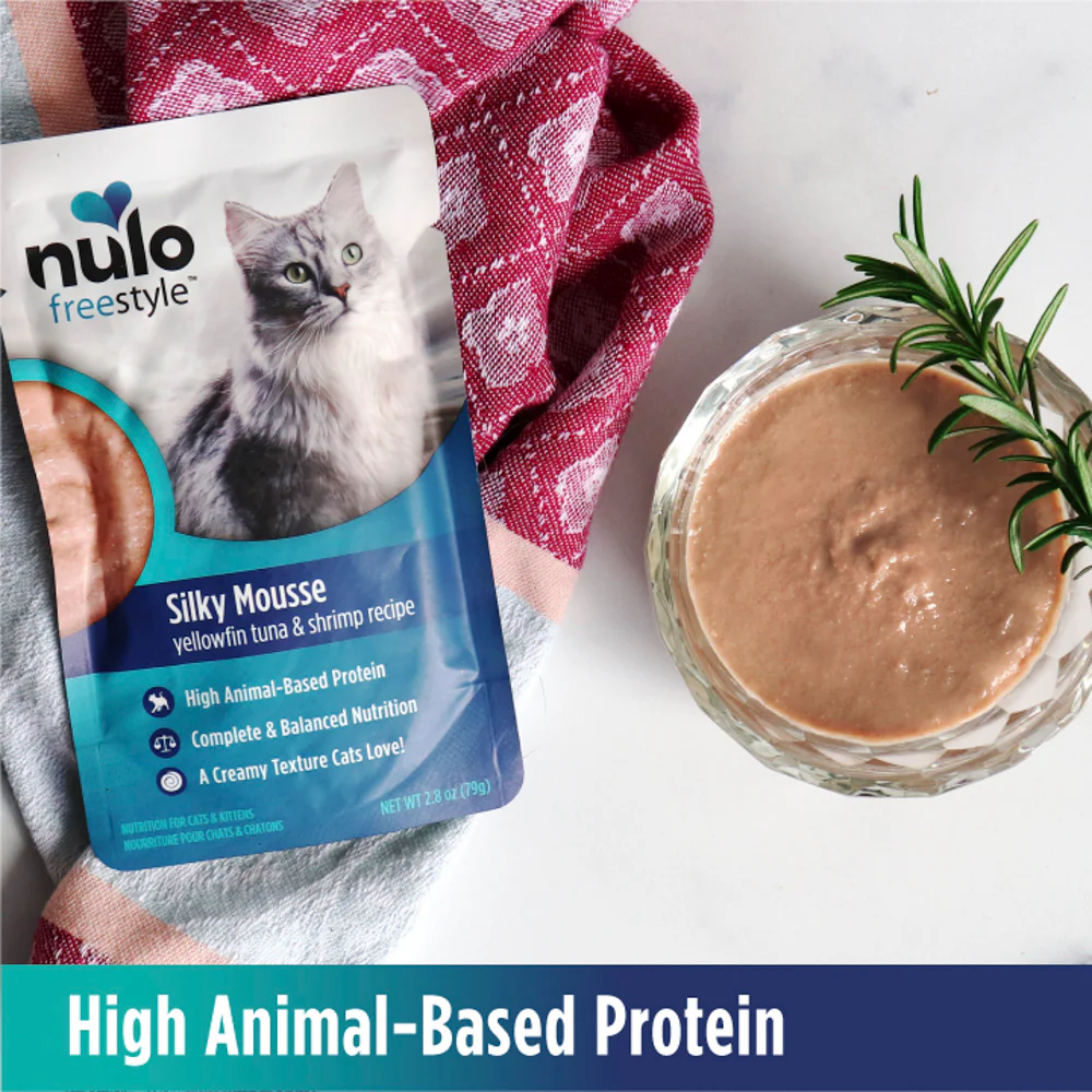 Nulo Freestyle Silky Mousse Yellowfin Tuna and Shrimp Wet Cat Food Pouch - Image 3
