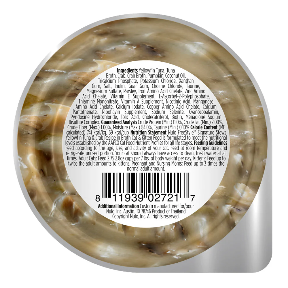 Nulo Freestyle Signature Stew Yellowfin Tuna and Crab Wet Cat Food Cup - Image 2