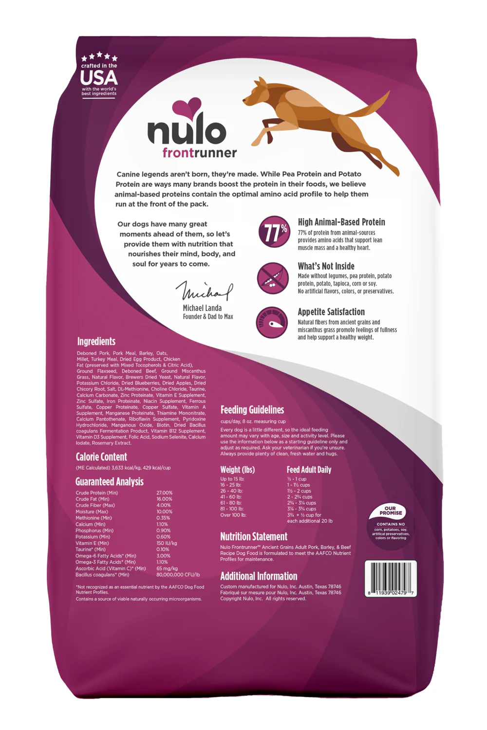 Nulo Frontrunner Pork, Barley, and Beef Dry Dog Food - Image 2