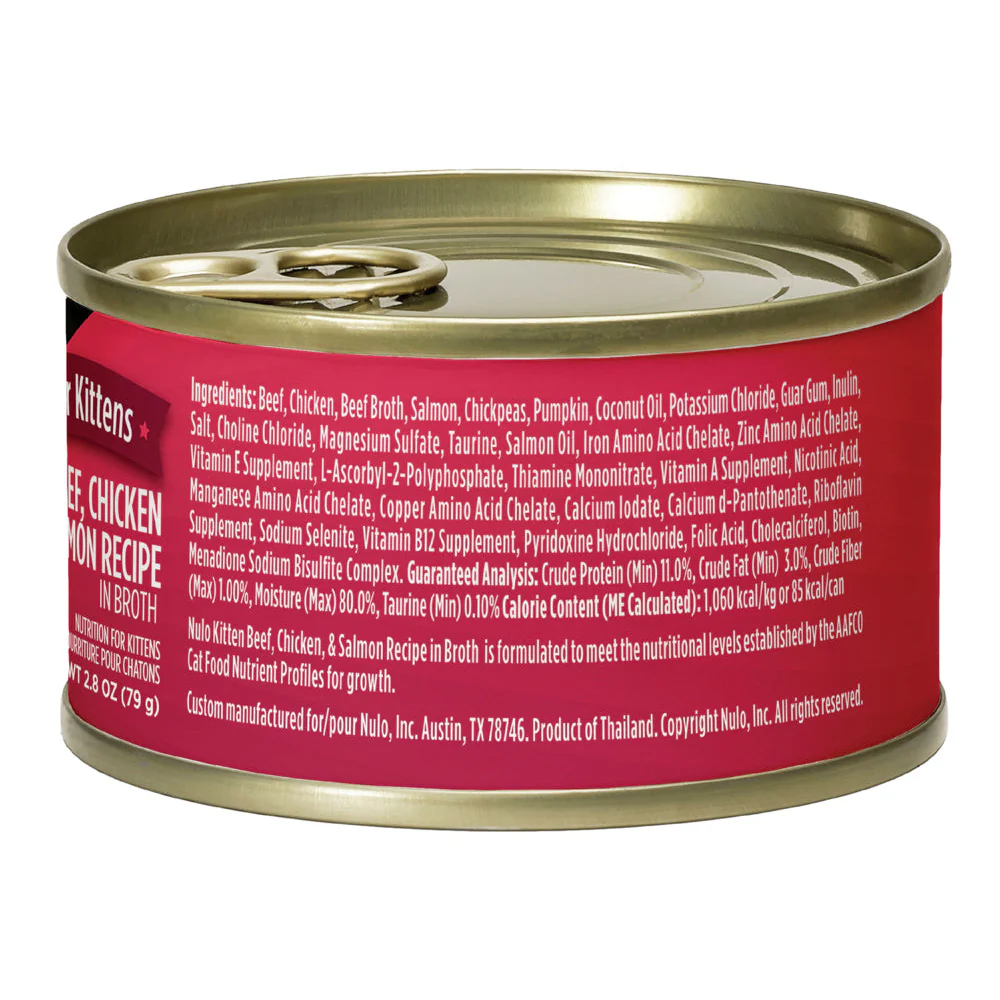 Nulo Beef, Chicken, and Salmon Pate with Shreds Wet Kitten Food - Image 2
