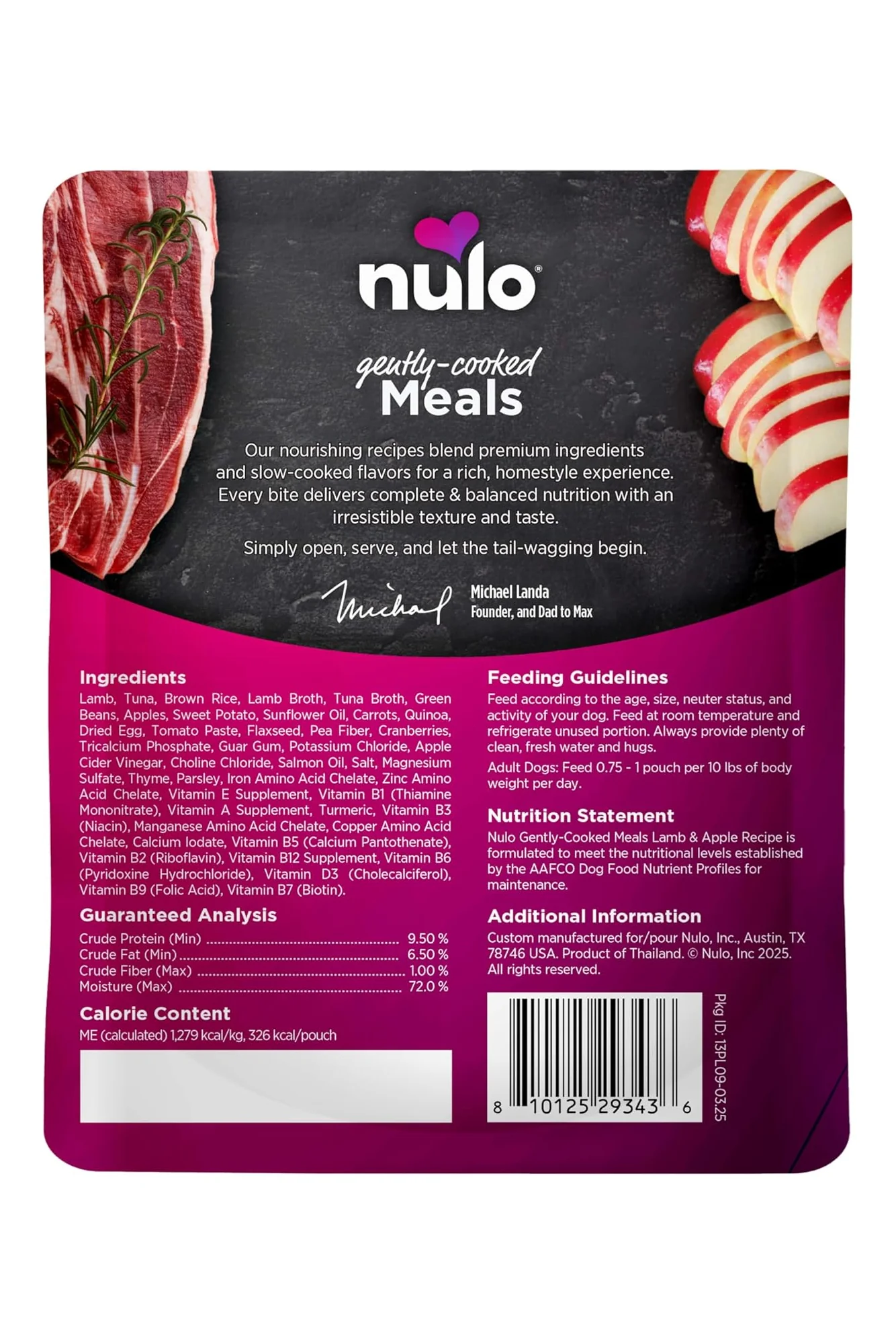 Nulo Gently Cooked Lamb and Apple Dog Food Pouch - Image 2