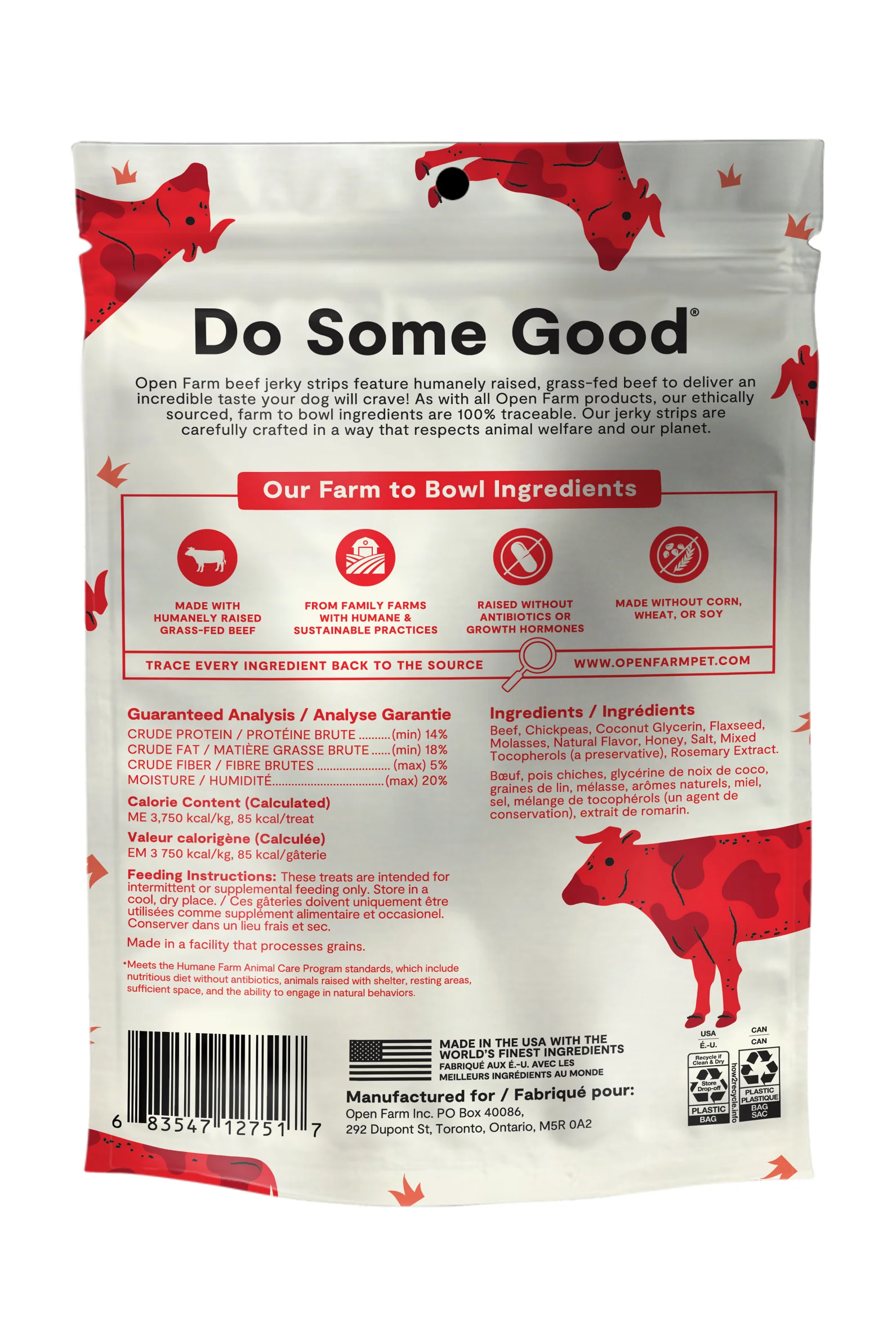 Open Farm Grass-Fed Beef Jerky Strips Dog Treats - Image 3