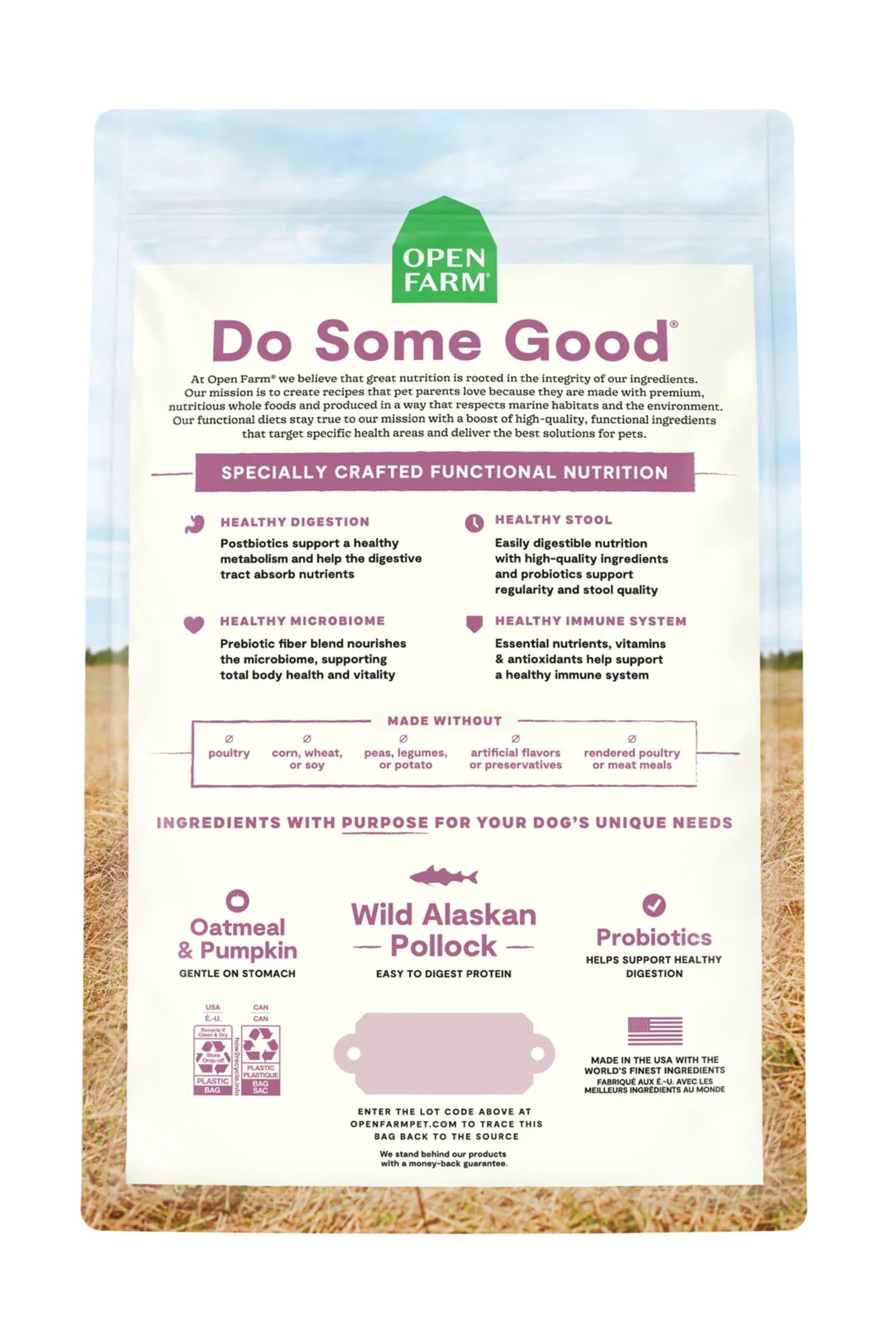 Open Farm Digestive Health Pollock and Oatmeal Dry Dog Food - Image 2