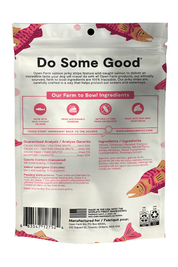 Open Farm Wild-Caught Salmon Jerky Strips Dog Treats - Image 3