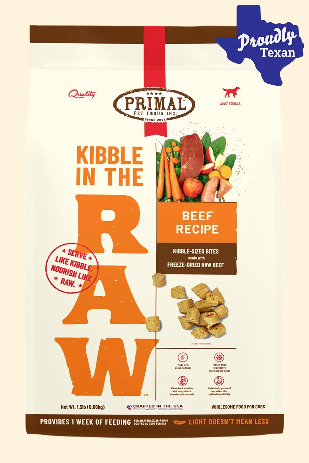 Primal Kibble in the Raw Beef Dry Dog Food