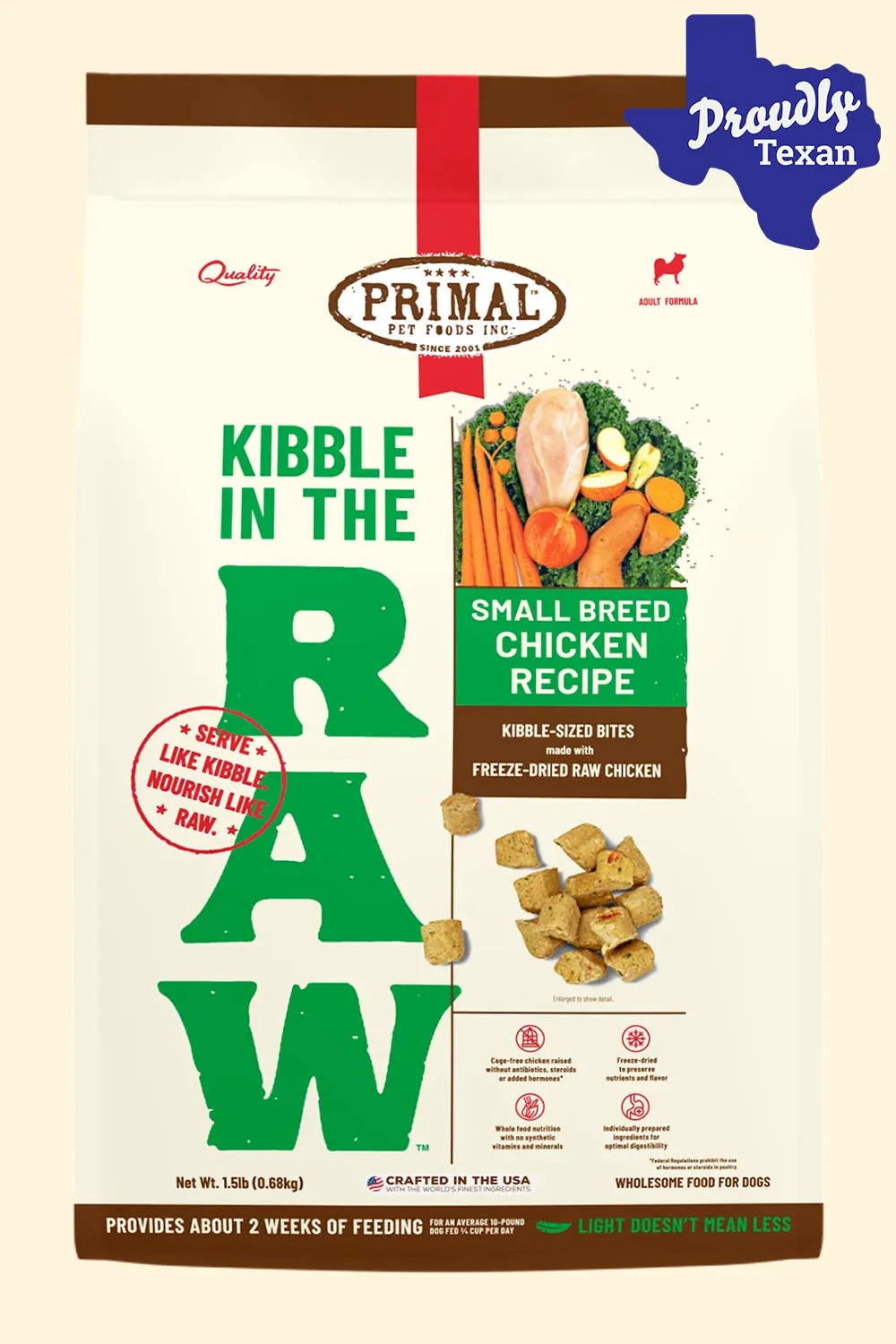 Primal Kibble in the Raw Small Breed Chicken Dry Dog Food