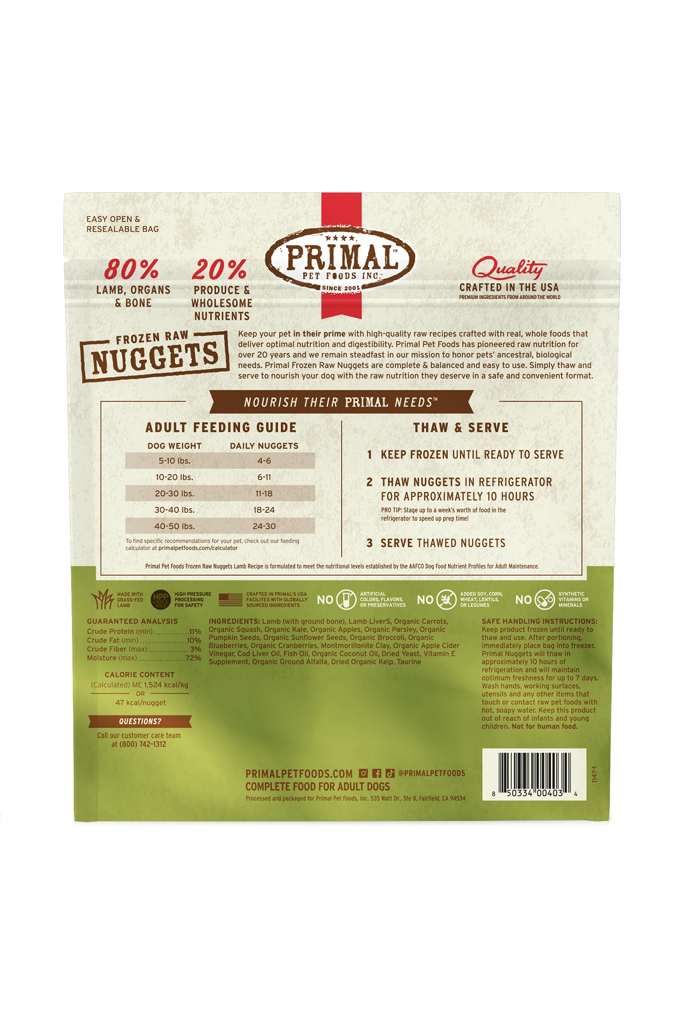 Primal Lamb Frozen Raw Dog Food - Image 3