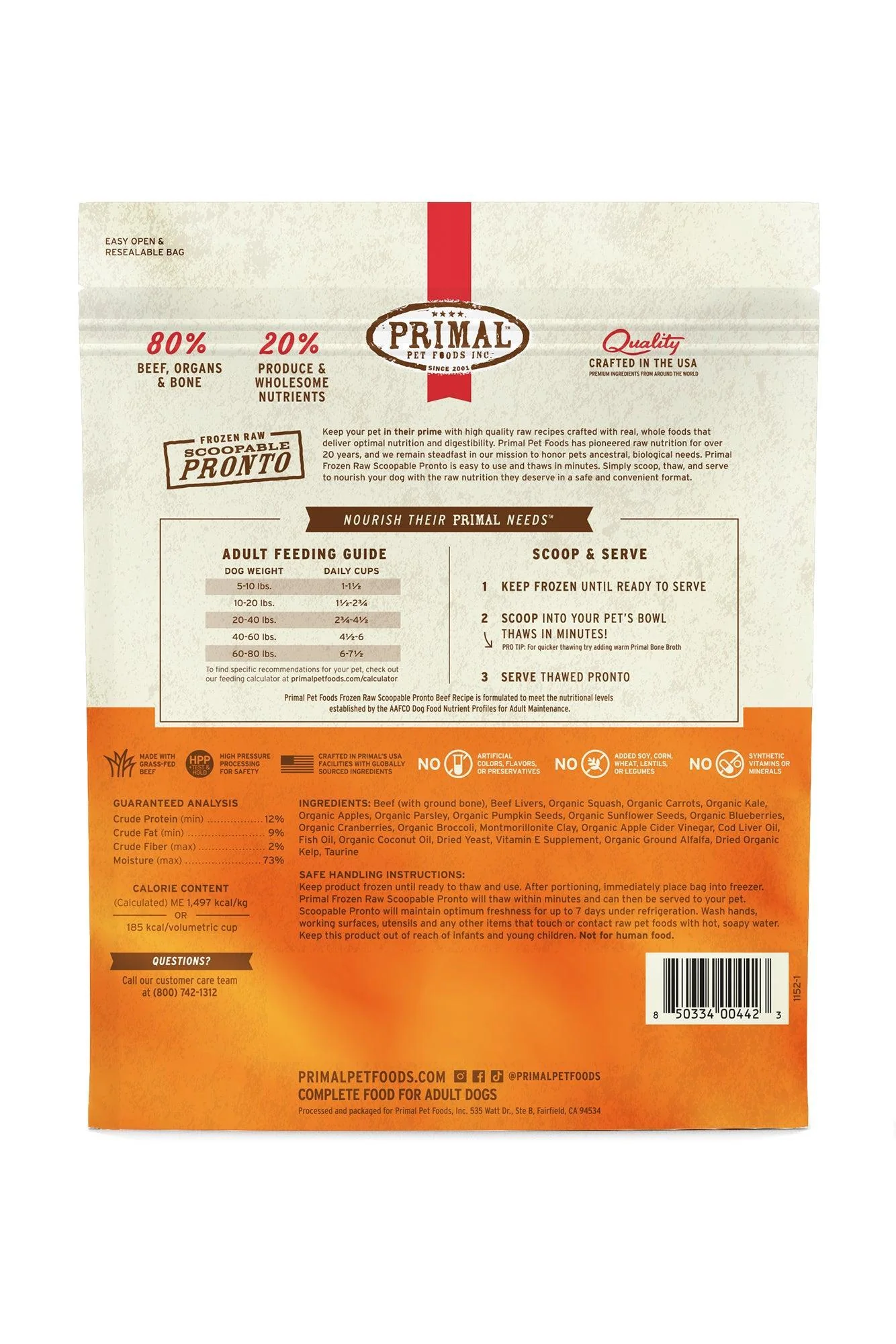 Primal Pronto Beef Frozen Raw Dog Food - Image 2