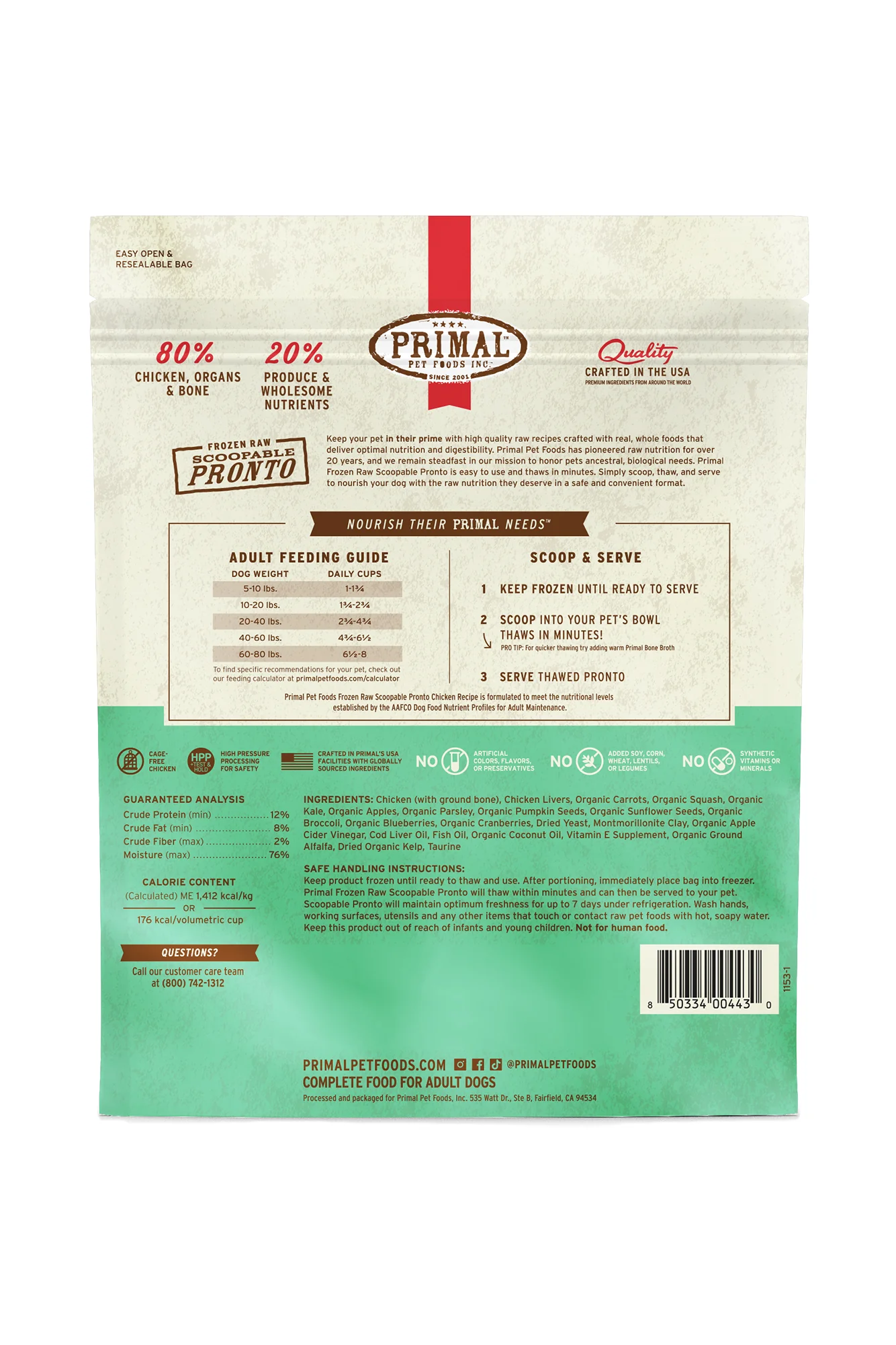 Primal Pronto Chicken Frozen Raw Dog Food - Image 3