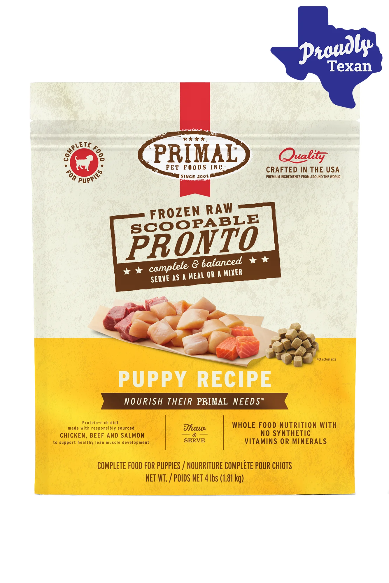 Primal Pronto Puppy Chicken, Beef, and Salmon Raw Dog Food