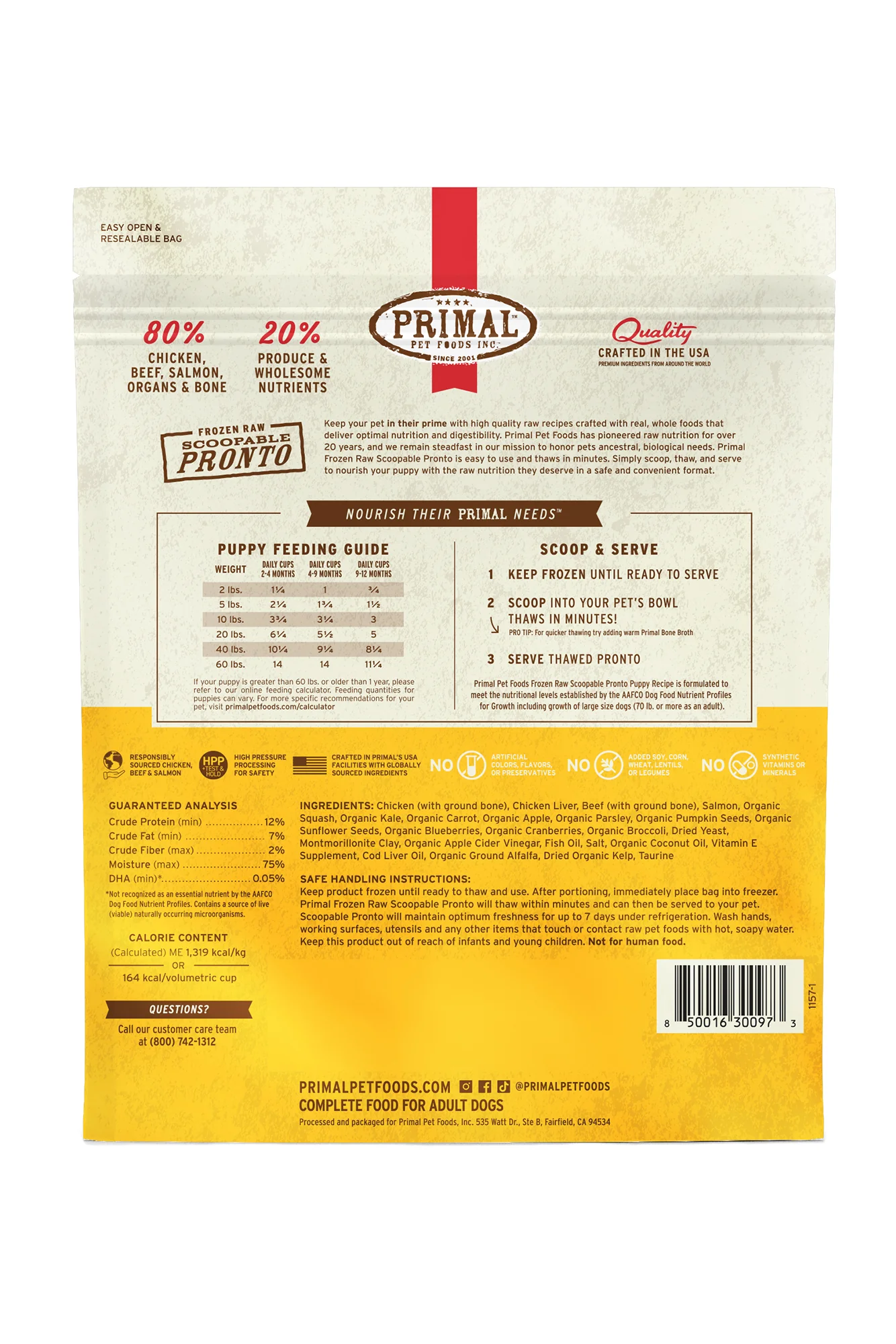 Primal Pronto Puppy Chicken, Beef, and Salmon Raw Dog Food - Image 2