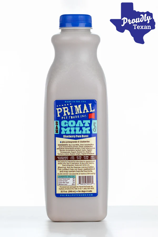 Primal Raw Goat Milk Blueberry and Pom Burst Frozen Supplement for Pets