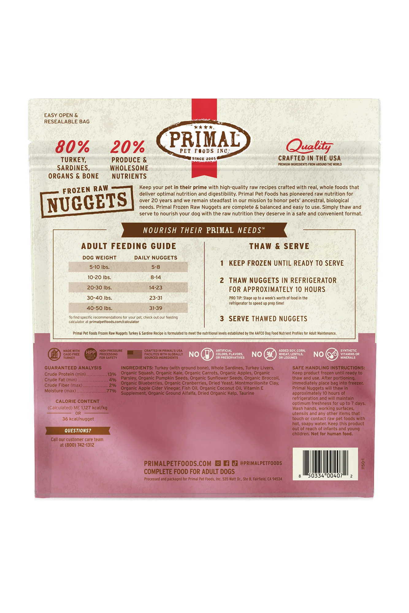 Primal Turkey and Sardine Frozen Raw Dog Food - Image 2