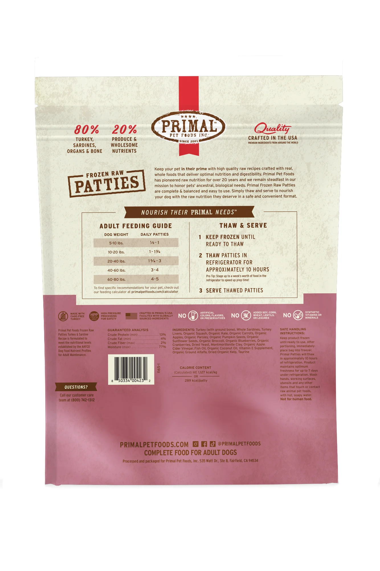 Primal Turkey and Sardine Frozen Raw Dog Food - Image 5