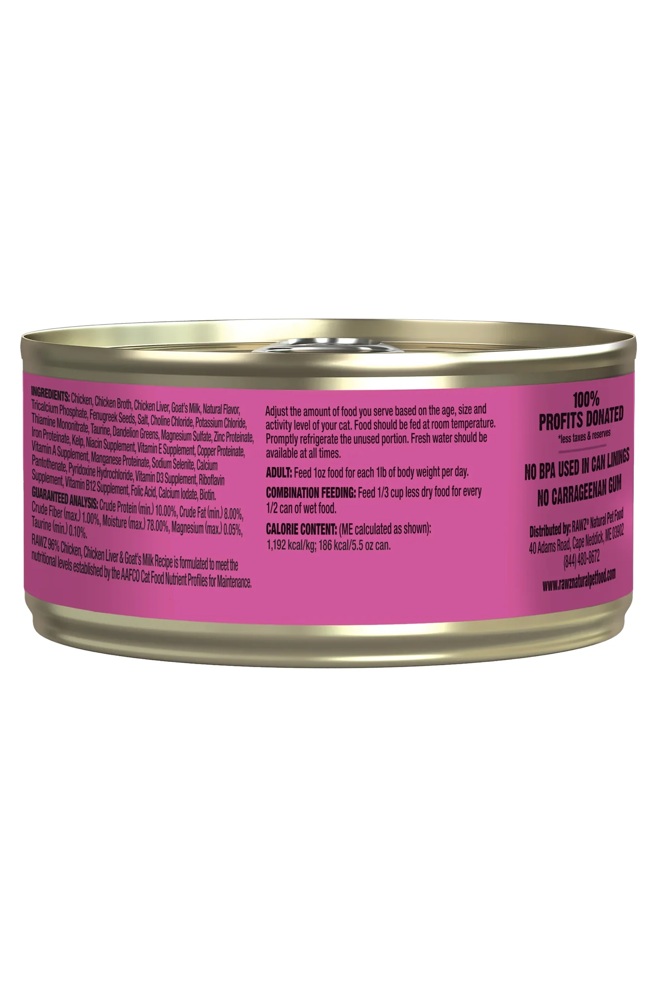 Rawz 96% Chicken, Liver, and Goat's Milk Pate Wet Cat Food - Image 2