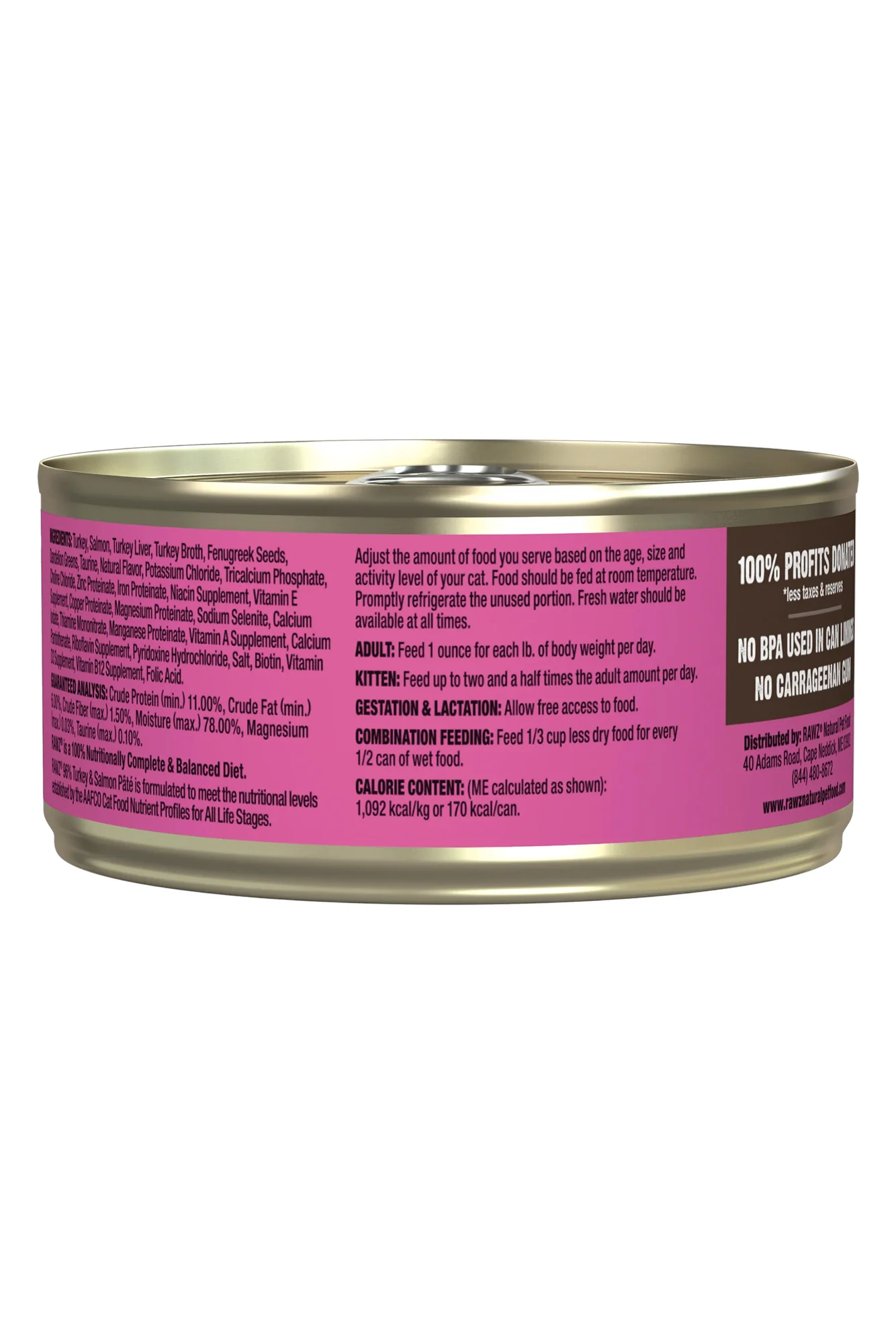Rawz 96% Turkey and Salmon Pate Wet Cat Food - Image 2