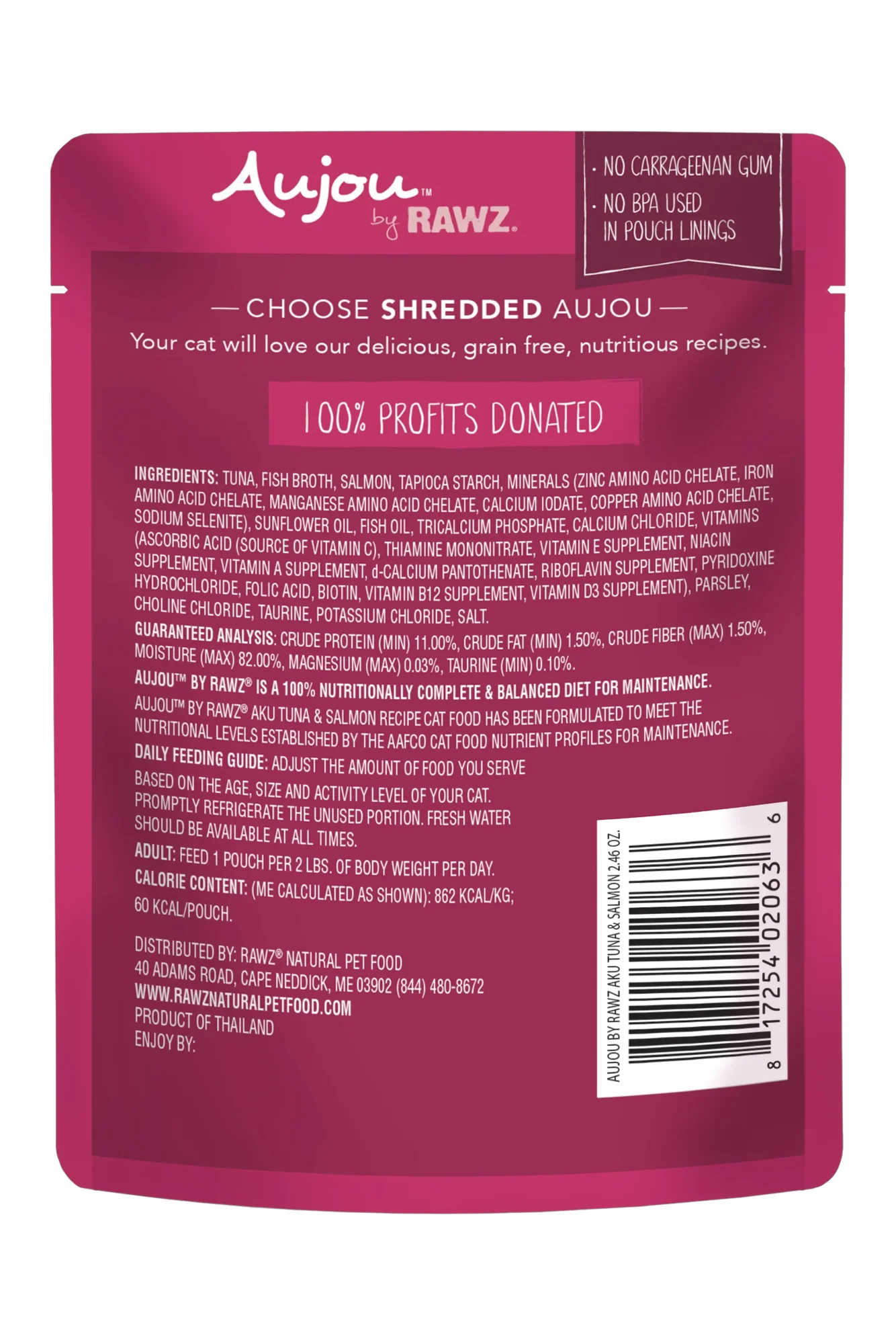 Rawz Aujou Aku Tuna and Salmon Wet Cat Food Pouch - Image 2