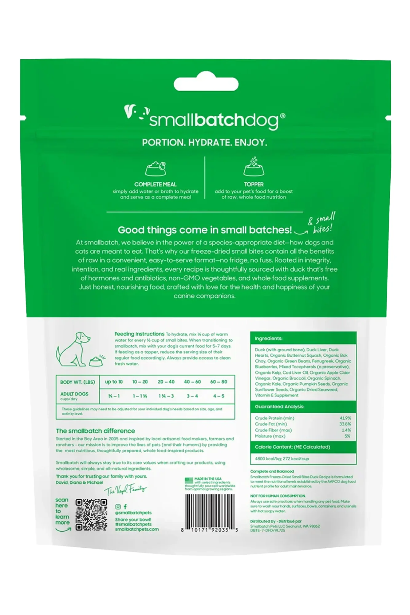 Small Batch Duck Small Bites Freeze-Dried Dog Food - Image 2