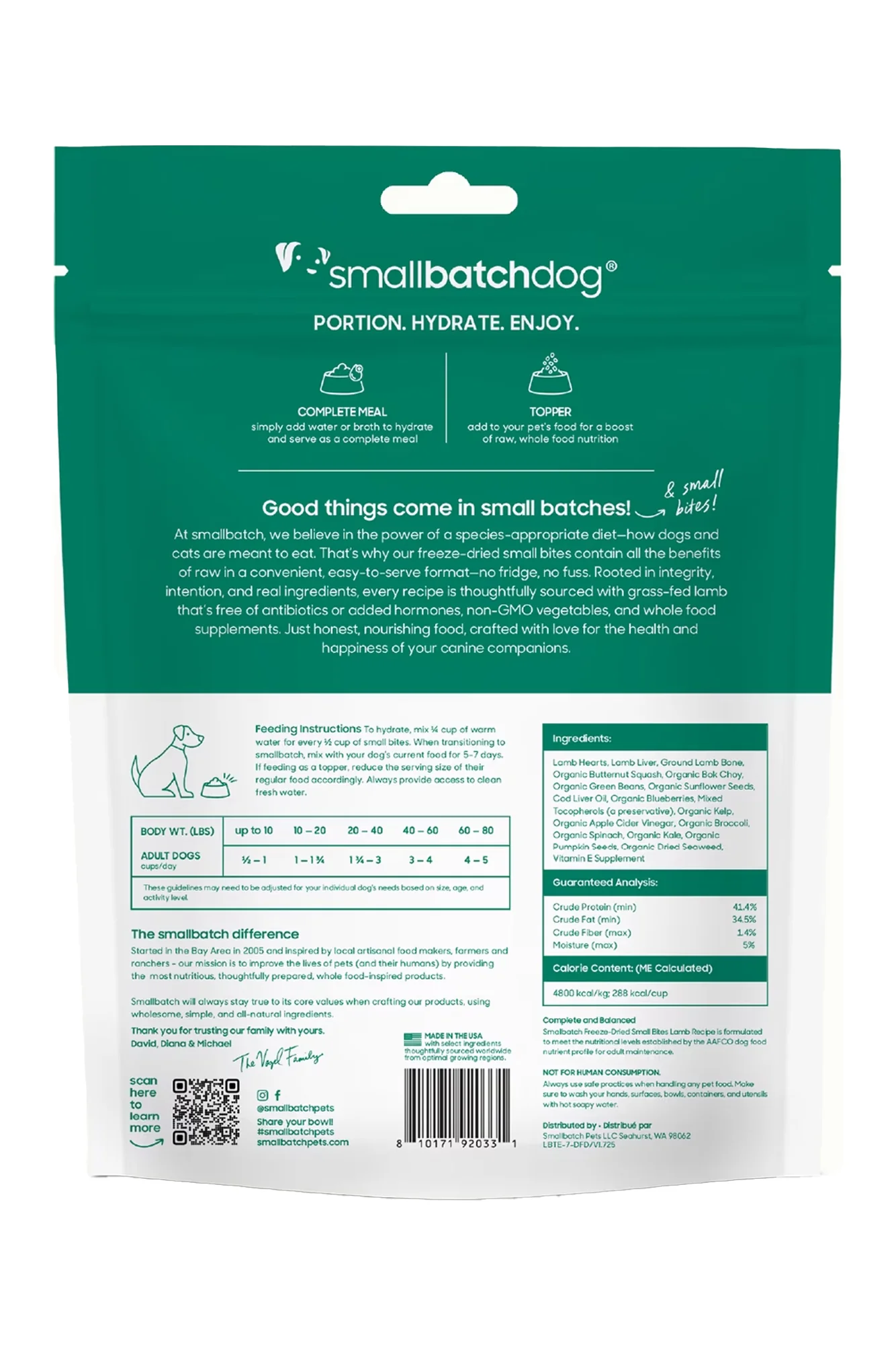 Small Batch Lamb Small Bites Freeze-Dried Dog Food - Image 2
