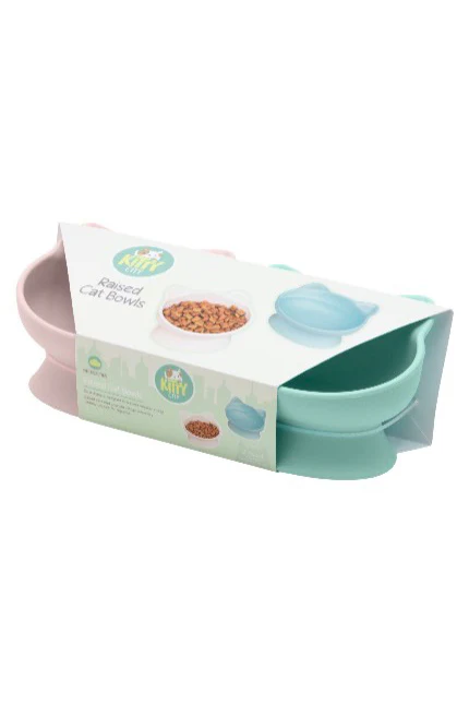 Sportpet Kitty City Pastel Cat Ear Raised Bowl Set - Image 3