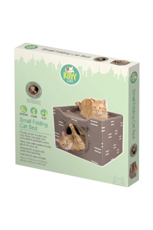 Sportpet Kitty City Tan Indoor Folding Cat Cube with Bed - Image 3