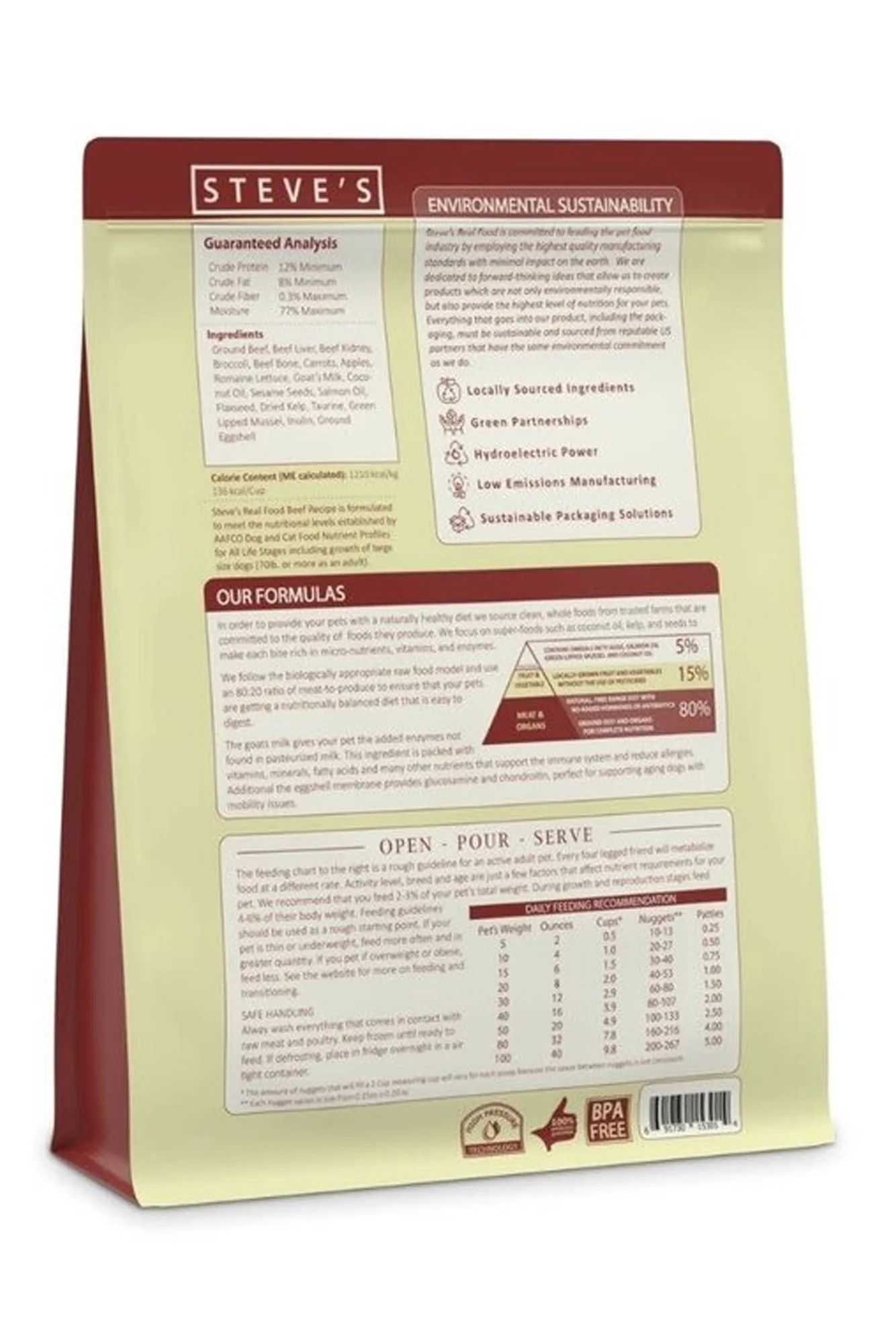 Steve's Real Food BARF Beef Nuggets Frozen Raw Dog Food - Image 2