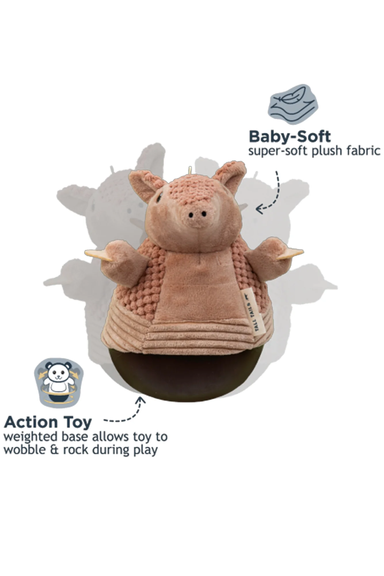 Tall Tails Armadillo Roly Poly Plush Dog Toy - Image 3
