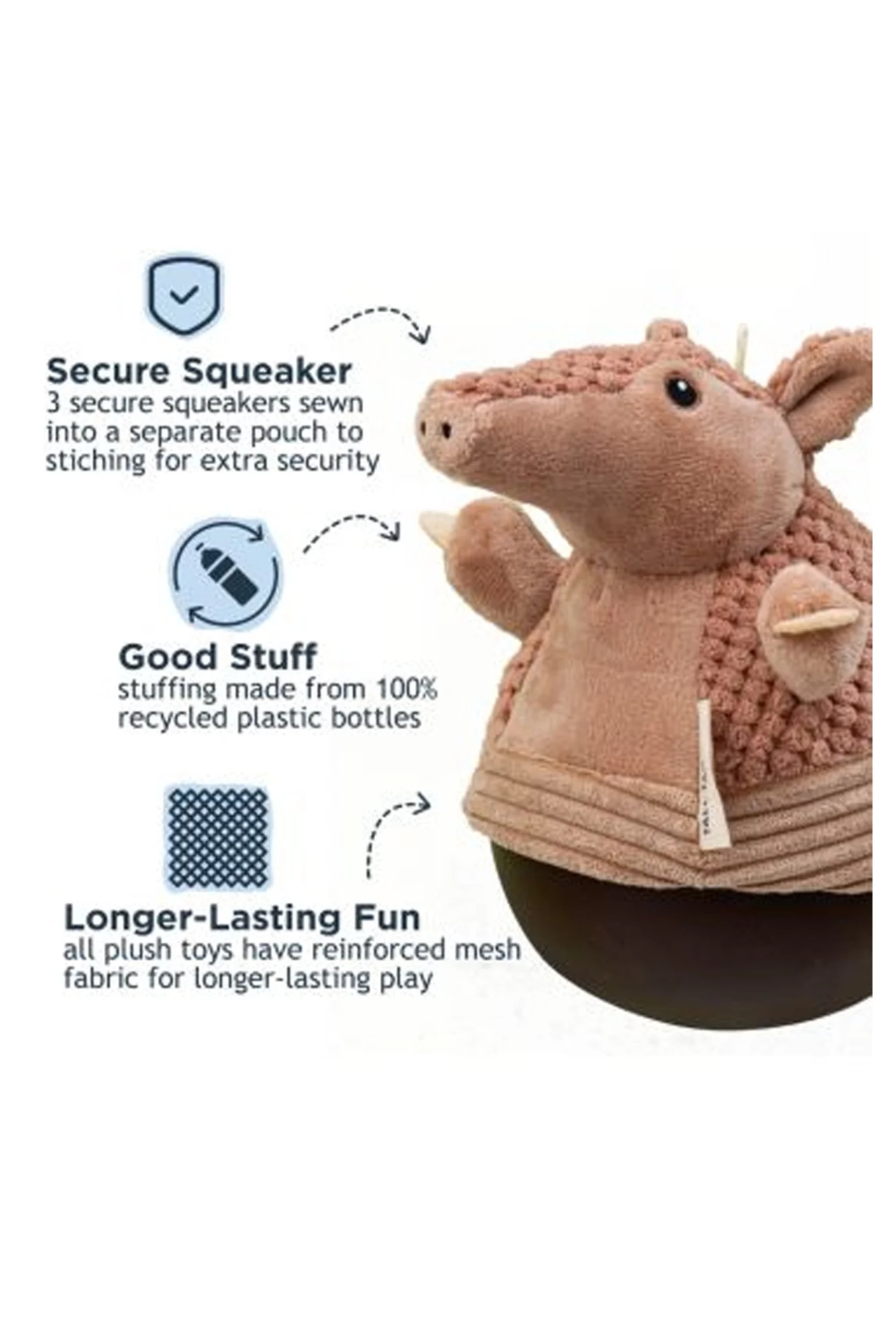 Tall Tails Armadillo Roly Poly Plush Dog Toy - Image 4