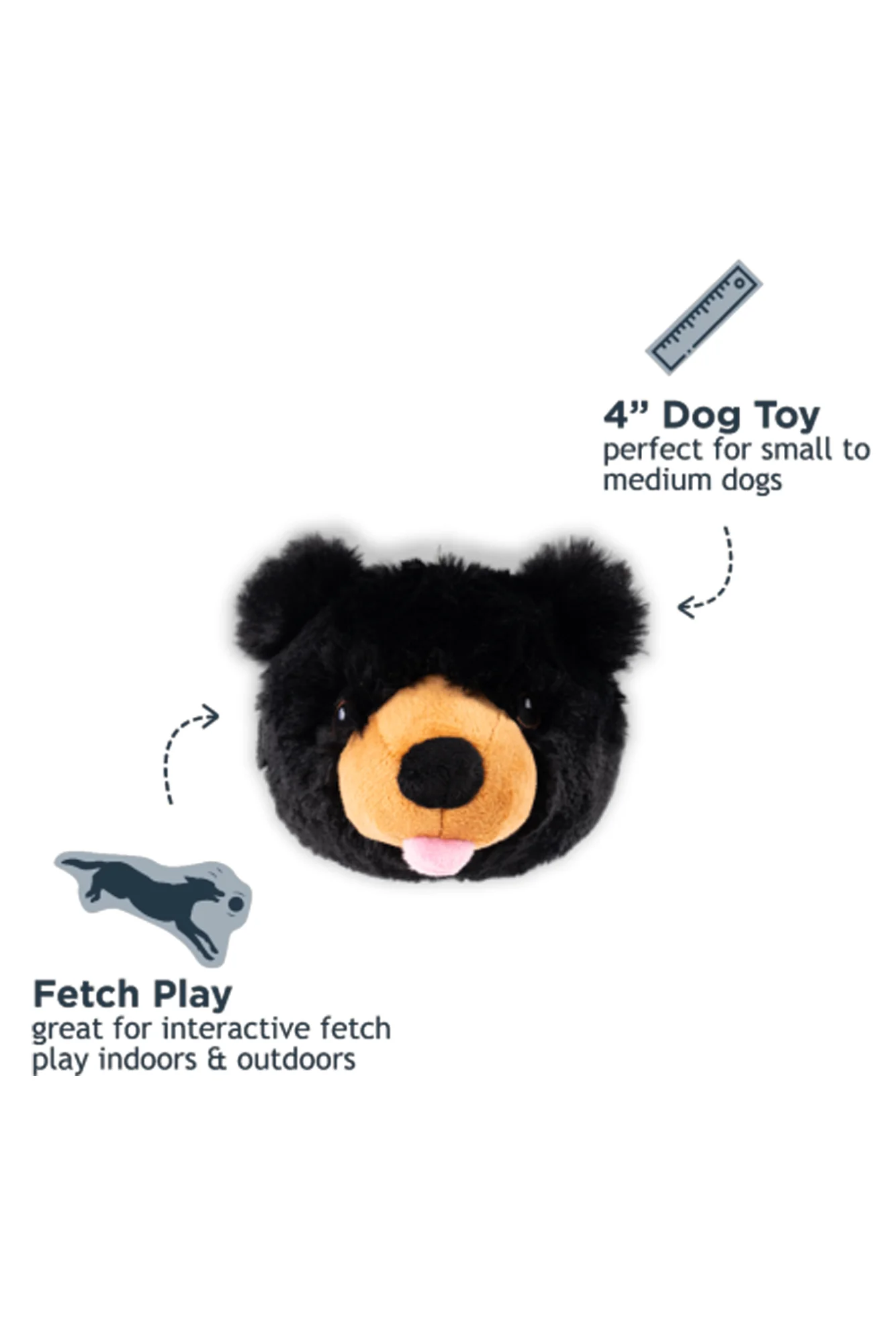 Tall Tails Black Bear Head 2-in-1 Dog Toy - Image 2