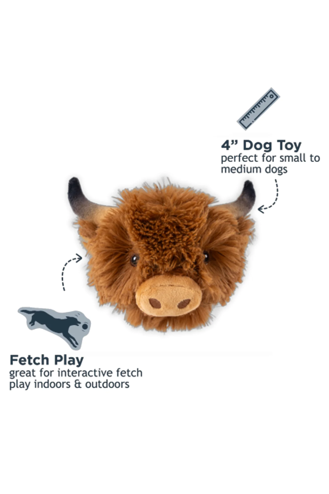 Tall Tails Highland Cow Head 2-in-1 Dog Toy - Image 2